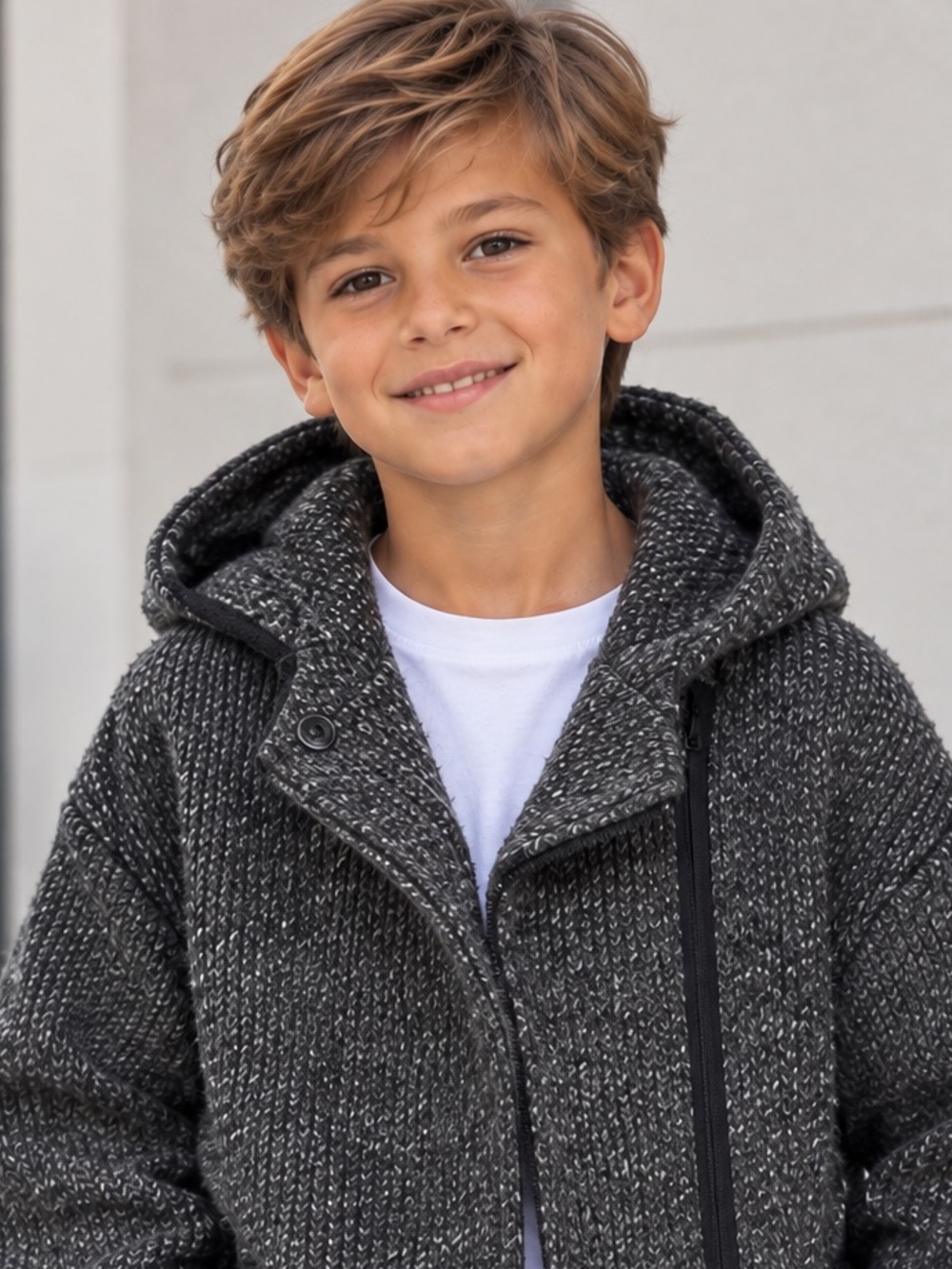 Zara Charcoal Kids Hooded sweater jacket.